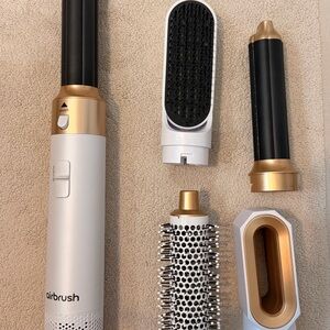 Airbrush Gold & White Multi-Tool Hair Styler with Interchangeable Attachments